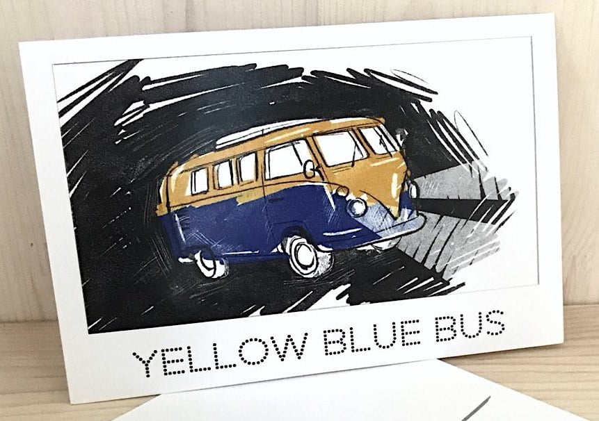 Yellow-blue bus